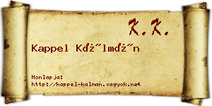 Kappel Kálmán névjegykártya